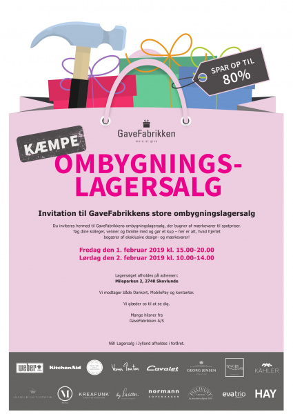 gavefabrikkens lagersalg februar 2018, find HAY, Weber, lyngby og mange andre mærker
