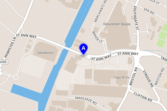 Kort for Gloucester Quays